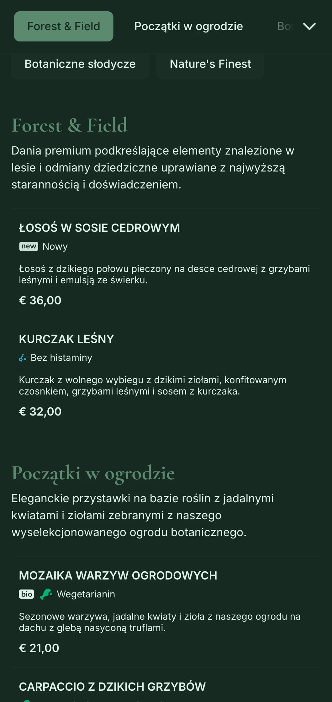 Wyrafinowana naturalna elegancja z wpływami botanicznymi, idealna do wysokiej klasy restauracji typu farm-to-table i inspirowanych ogrodem.