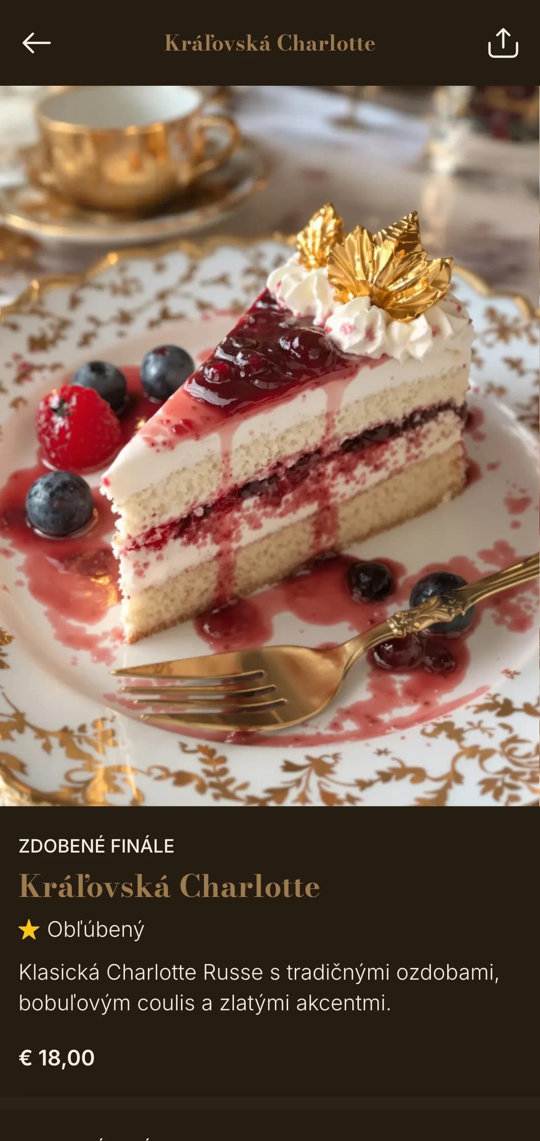 Opulentný koncept inšpirovaný historickou barokovou estetikou pretvorený pre súčasné fine dining.