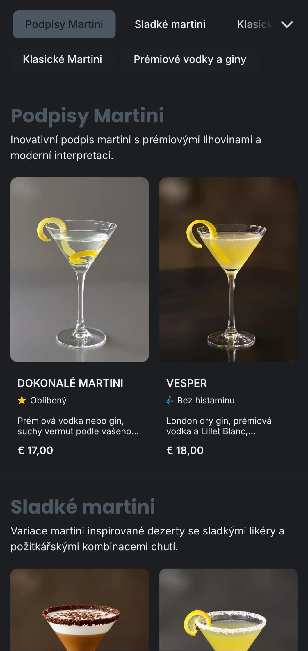 Elegantní metropolitní design pro městské martini bary s chladnými šedými tóny a čistou typografií.