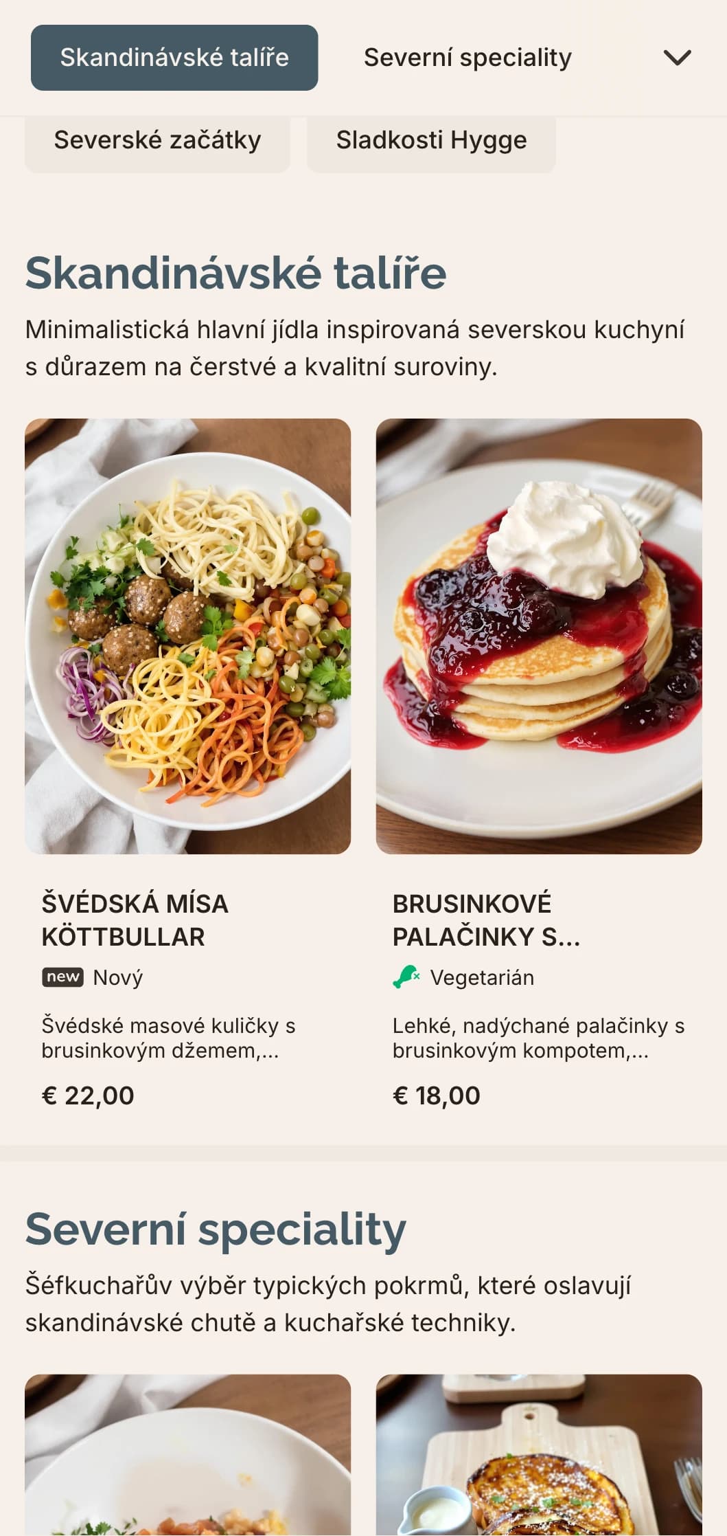Čistá, minimalistická šablona pro brunch se skandinávským designem, ideální pro moderní kavárny s atmosférou hygge.