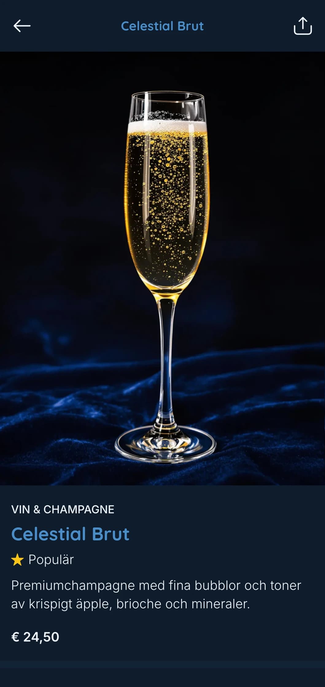 Atmosfärisk djupblå och grå design med subtila gradient-effekter för kvällscocktails.