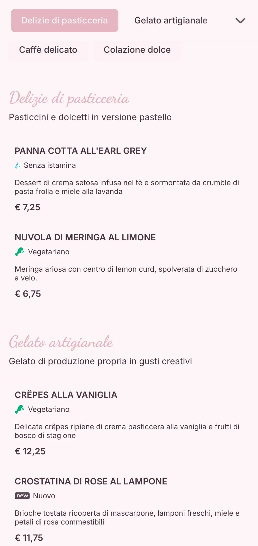 Dolce design pastello con elementi giocosi per caffè e gelaterie.