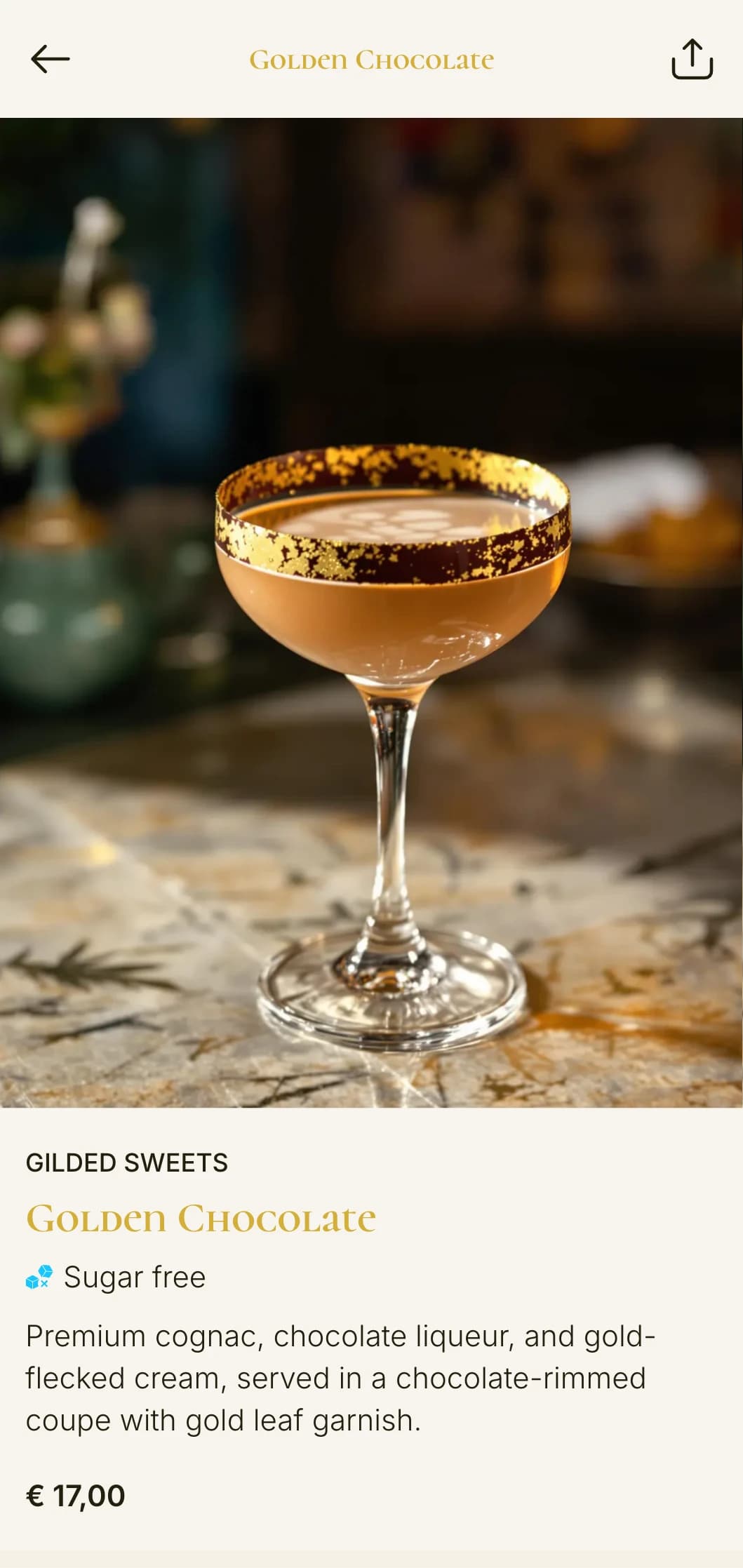 A luxurious, 1920s-inspired design for upscale cocktail bars featuring gold accents and elegant vintage typography.