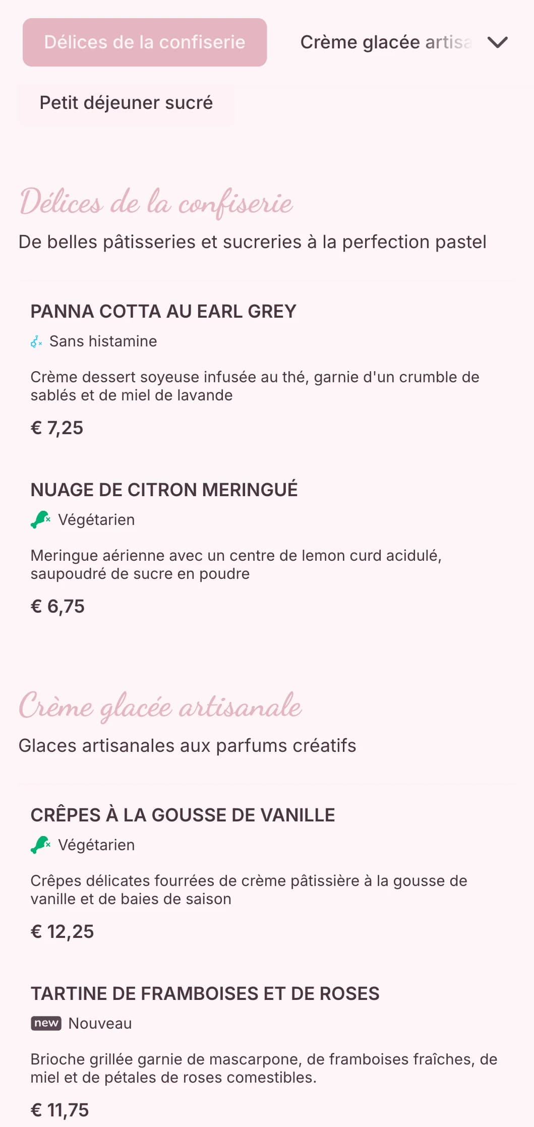 Doux design pastel avec des éléments ludiques pour les cafés de desserts et les salons de crème glacée.