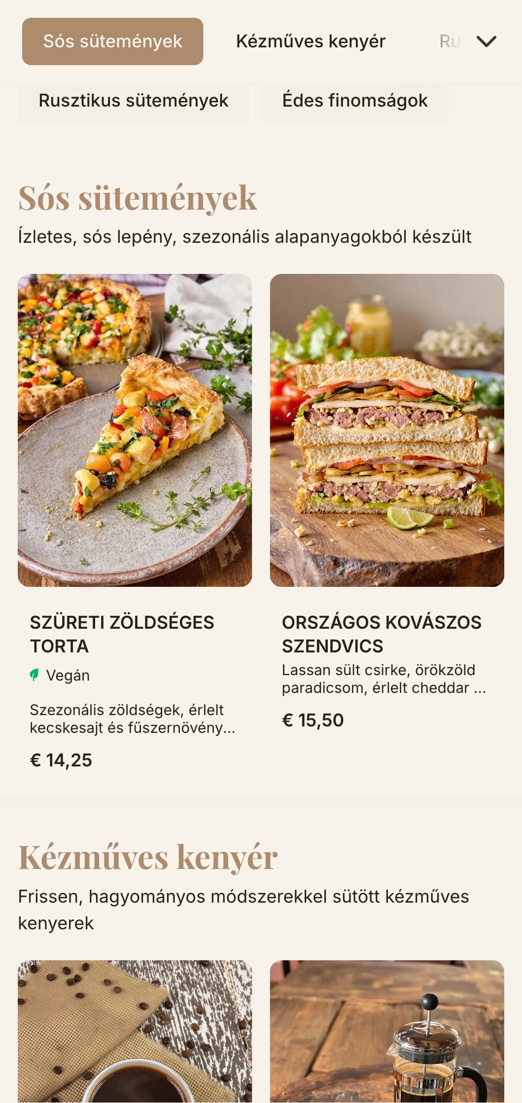 Földes tónusok kézműves tipográfiával pékségekre és cukrászdákra összpontosító kávézók és cukrászdák számára.