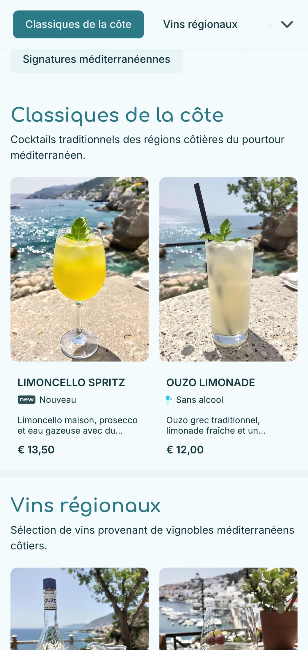 Palette de bleus rafraîchissants inspirée des eaux méditerranéennes pour les lieux en bord de mer.