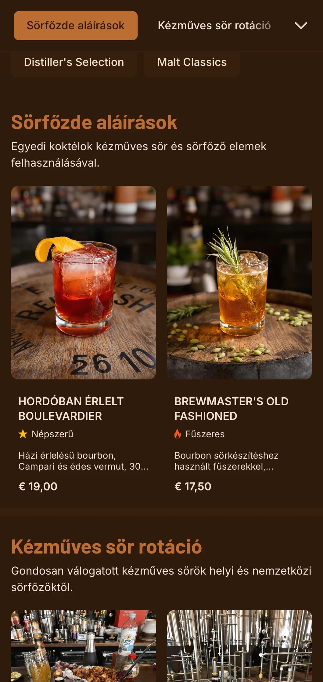 Meleg narancssárga design sörfőző elemekkel kézműves sör- és koktélhelyszínekhez.