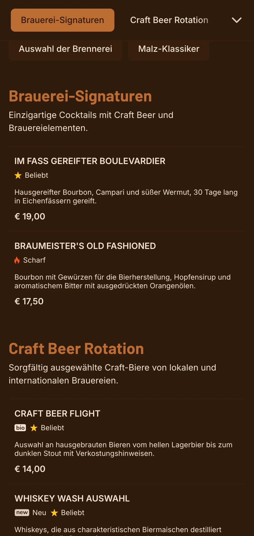 Warmes orangefarbenes Design mit Brauereielementen für Craft Beer- und Cocktail-Lokale.