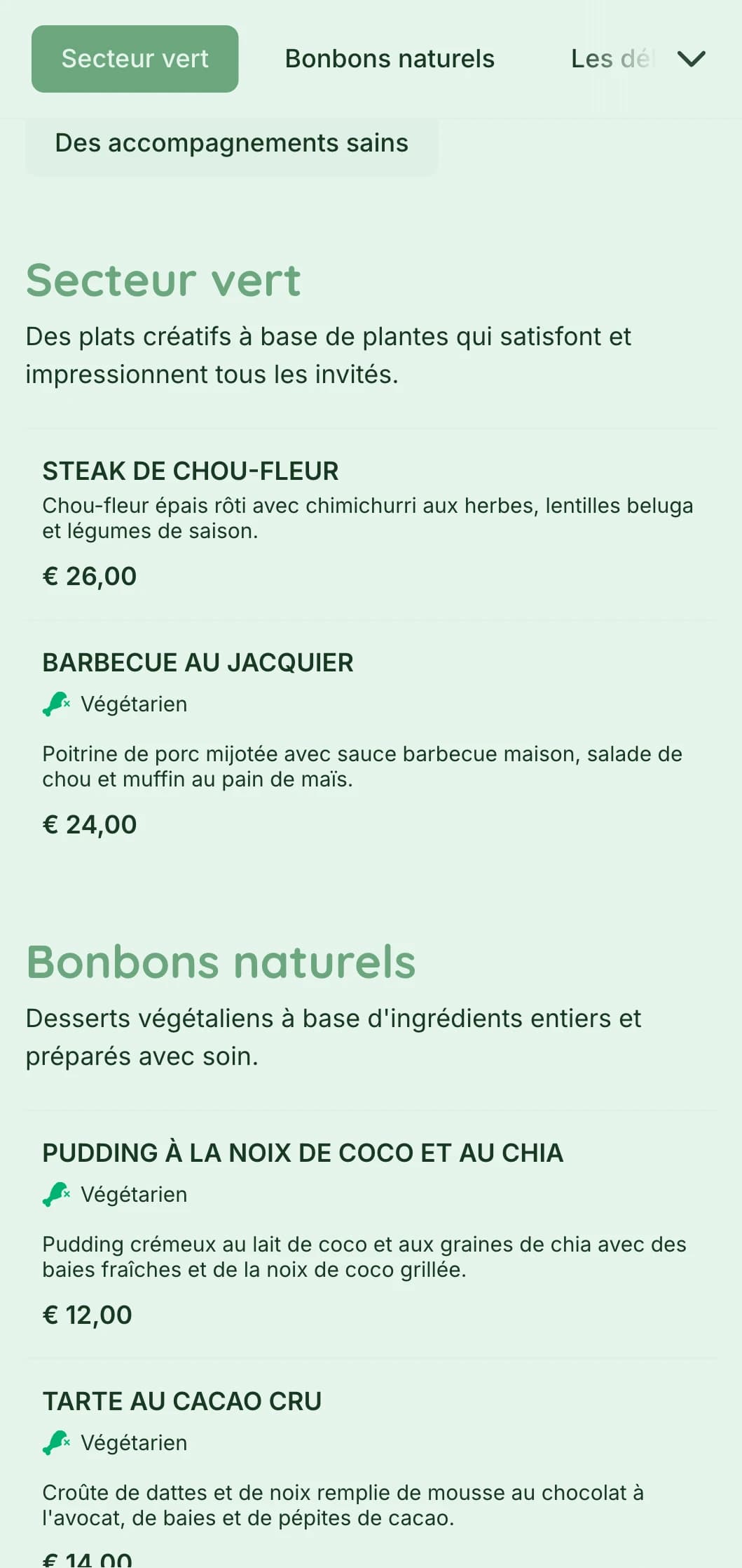 Un traiteur frais à base de plantes qui met l'accent sur une présentation colorée, une cuisine végétalienne innovante et des éléments durables pour des événements soucieux de la santé.