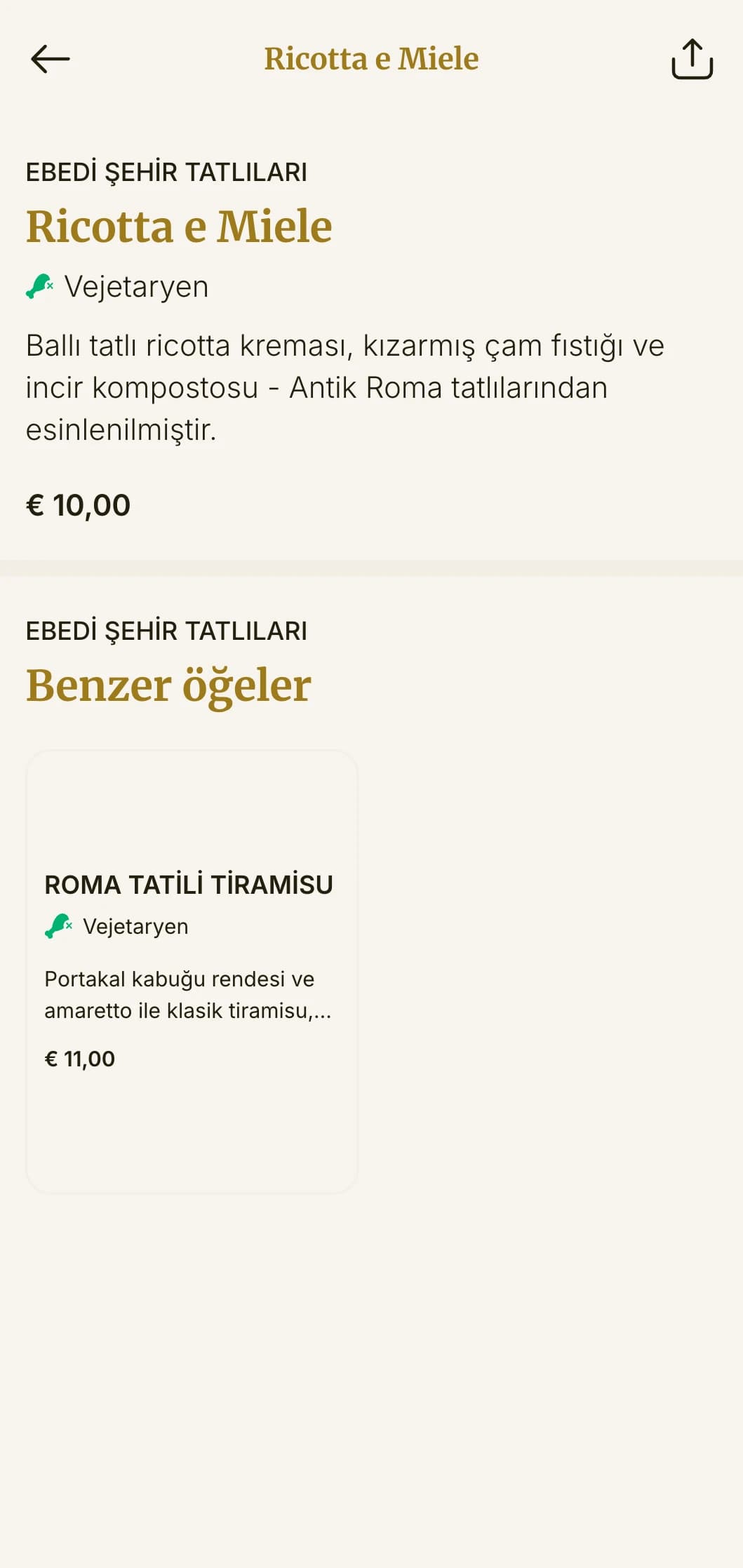 Tarihi İtalyan referansları ve şık tasarımıyla klasik Roma tarzı pizza menüsü.