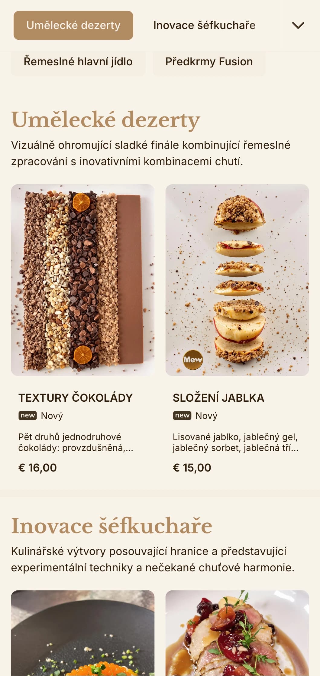 Sofistikované spojení řemeslné estetiky a gurmánské prezentace, ideální pro inovativní kulinářské podniky.