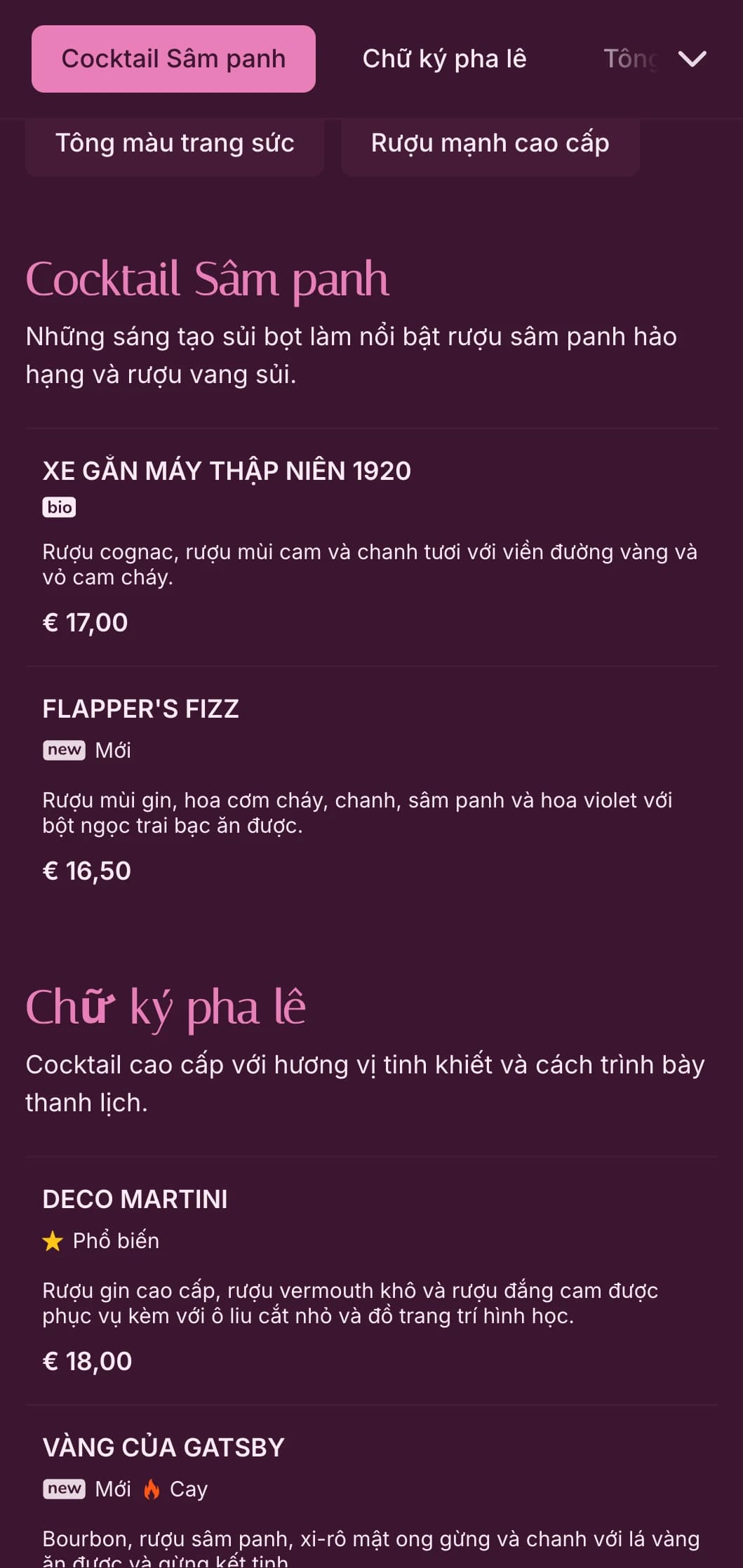 Thiết kế tinh tế lấy cảm hứng từ pha lê và màu hồng dành cho những địa điểm pha chế cocktail cao cấp.