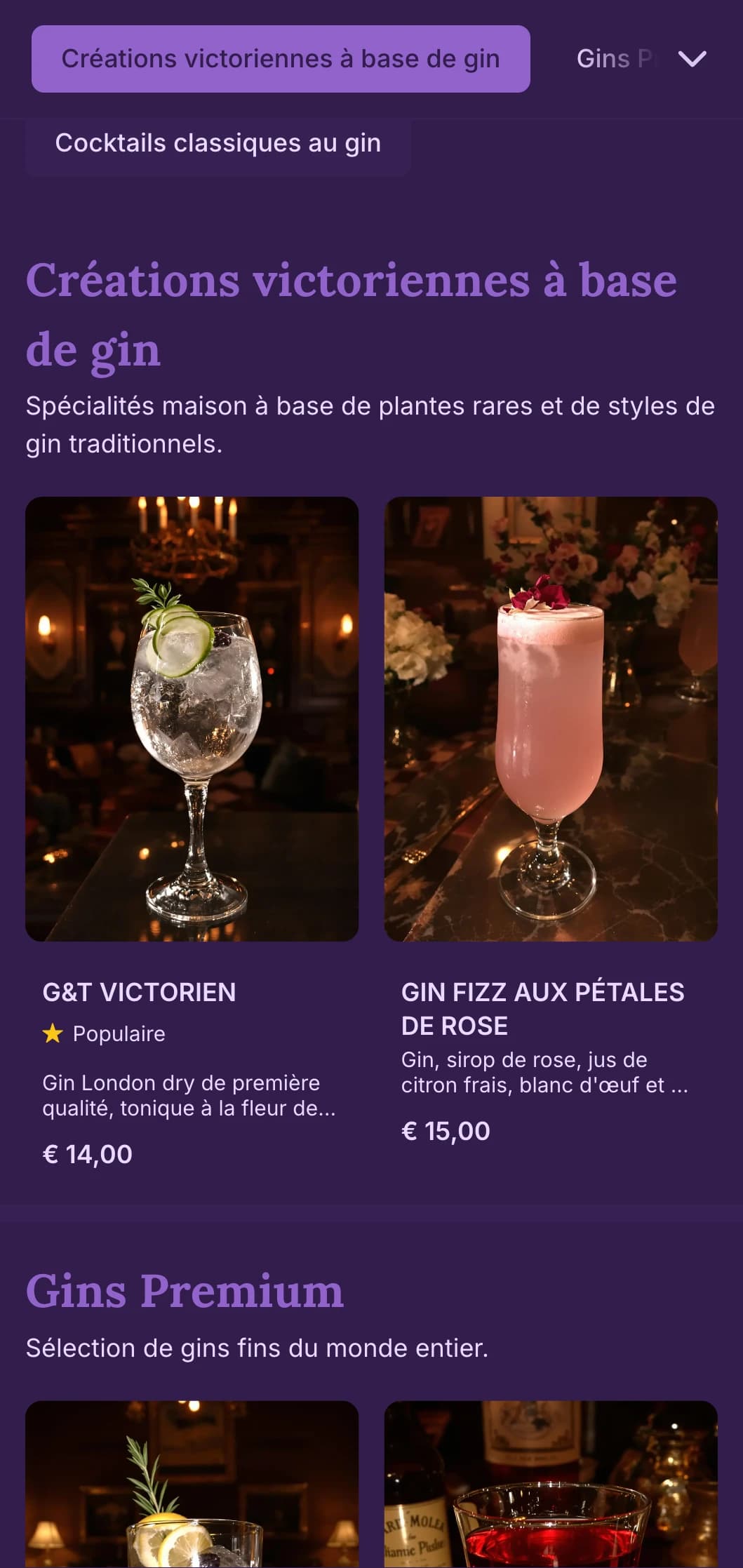 Design vert élégant avec des éléments décoratifs pour les bars de style victorien axés sur le gin.