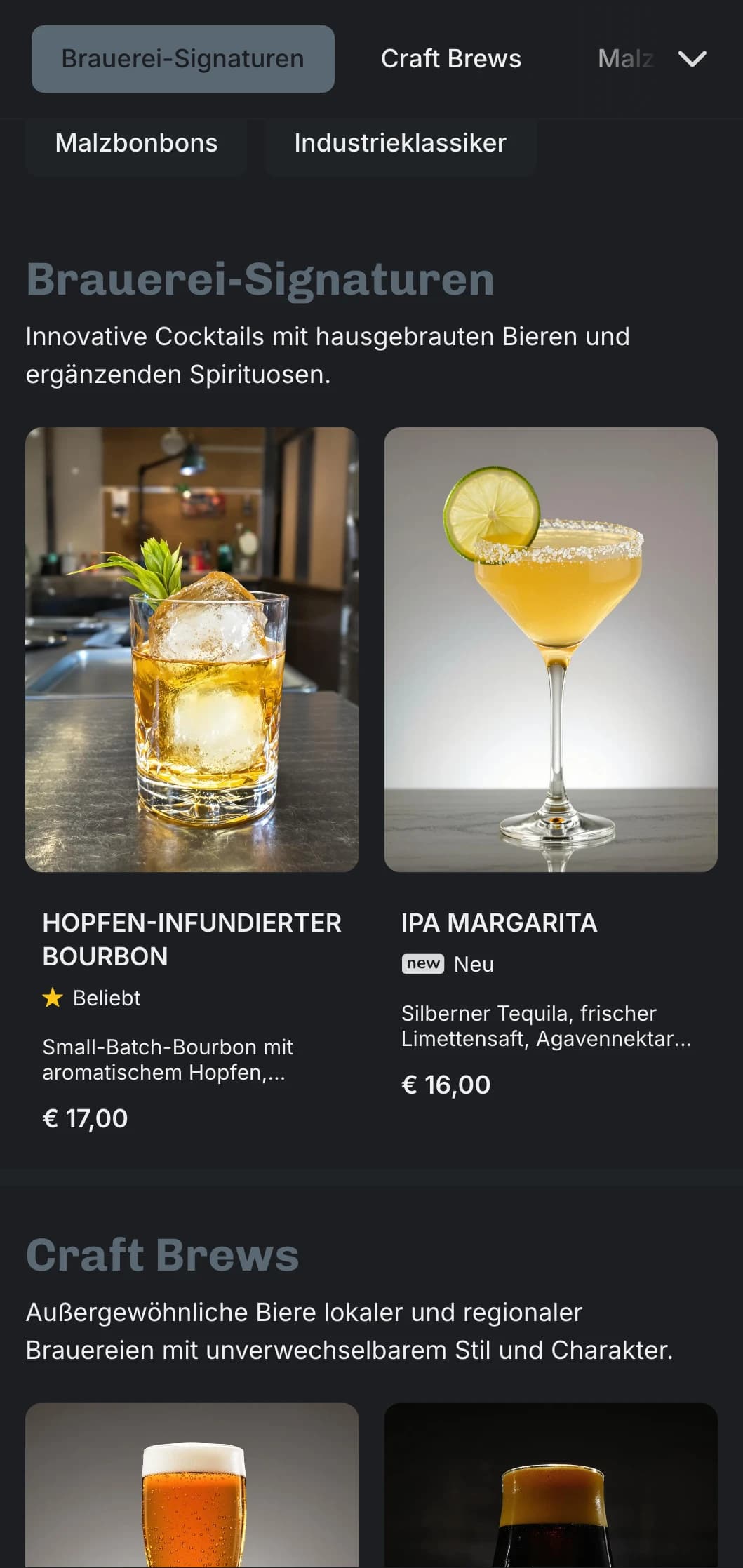 Ein industrielles, fabrikinspiriertes Design für Brauereien und Bierbars mit industriellen Elementen und starker Typografie.