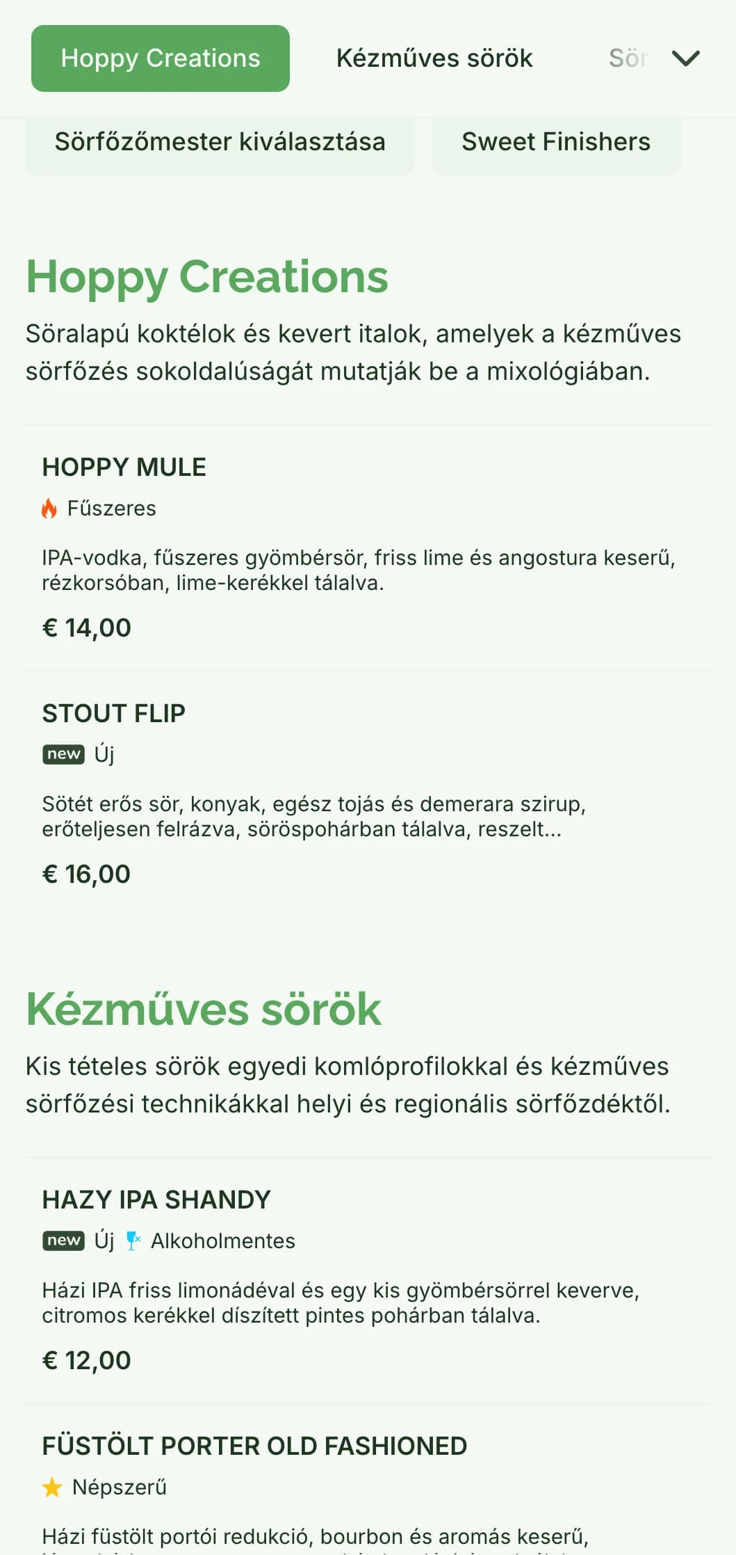 Rusztikus, mégis kifinomult menüterv kézműves sörbárok és sörözők számára, természetes tónusokkal és fa ihlette textúrákkal.