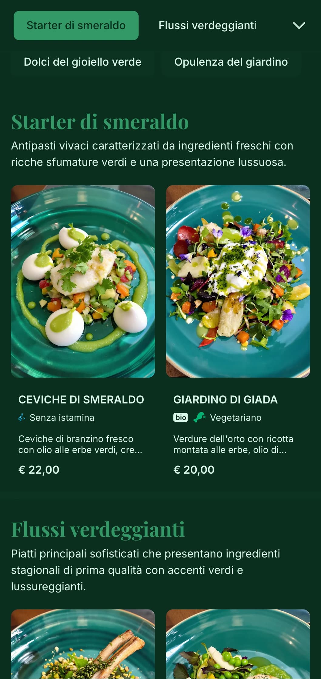 Un concetto di lusso ricco e vibrante a tema verde, ispirato ai preziosi smeraldi e ai giardini lussureggianti.