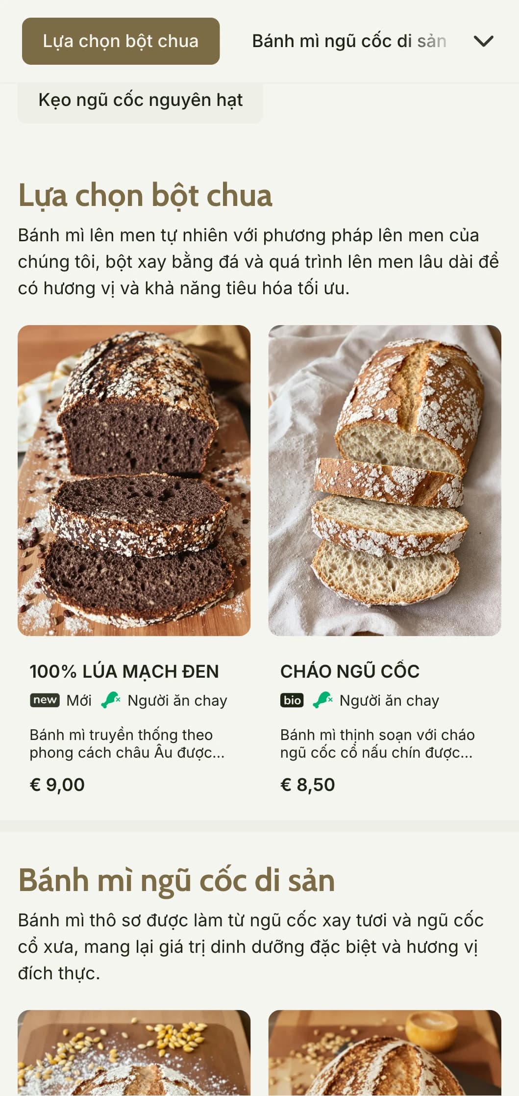 Thiết kế thực đơn bánh mì mộc mạc, tập trung vào di sản với tông màu nâu đất và kiểu chữ truyền thống, hoàn hảo cho các tiệm bánh mì xay bằng đá và các cửa hàng thủ công.