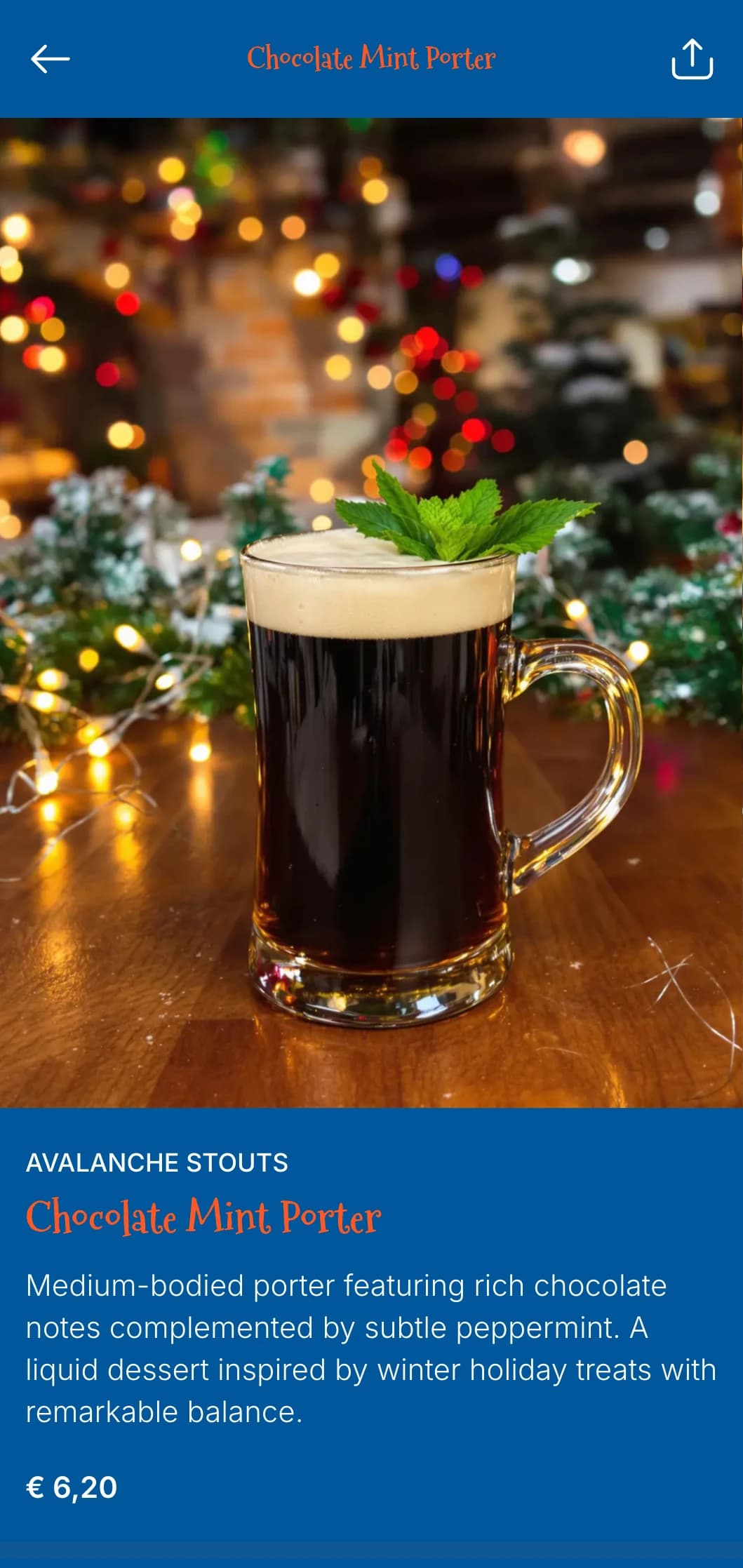 Cozy and festive winter-themed design with snowy elements and holiday accents, ideal for seasonal winter beer menus.
