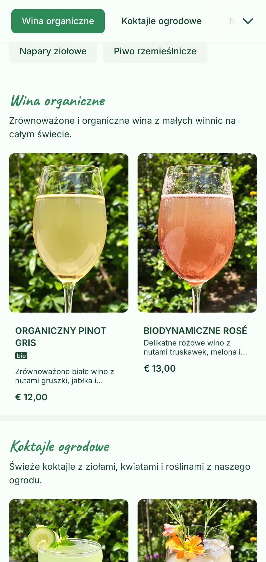 Świeży, zielony design z elementami botanicznymi dla barów ogrodowych i tarasów.