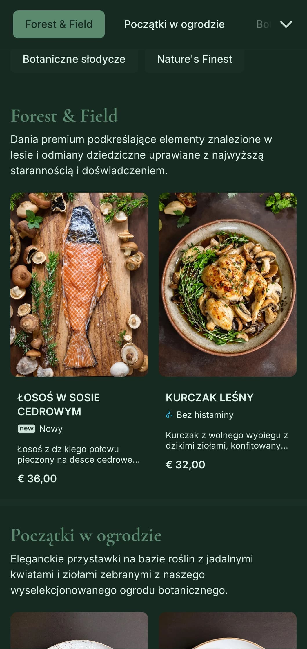 Wyrafinowana naturalna elegancja z wpływami botanicznymi, idealna do wysokiej klasy restauracji typu farm-to-table i inspirowanych ogrodem.