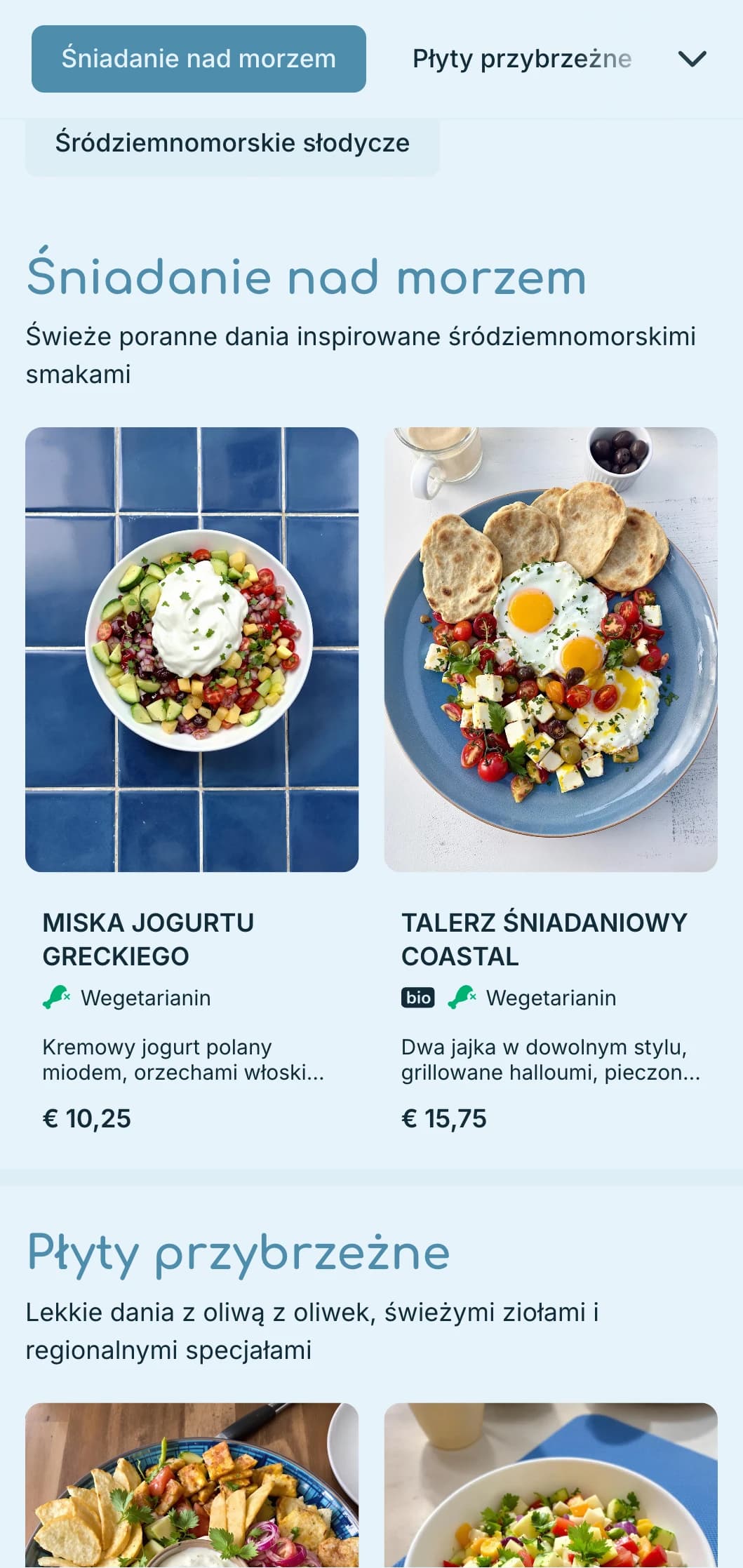 Odświeżająca niebieska paleta inspirowana wodami Morza Śródziemnego dla nadmorskich kawiarni i bistro.