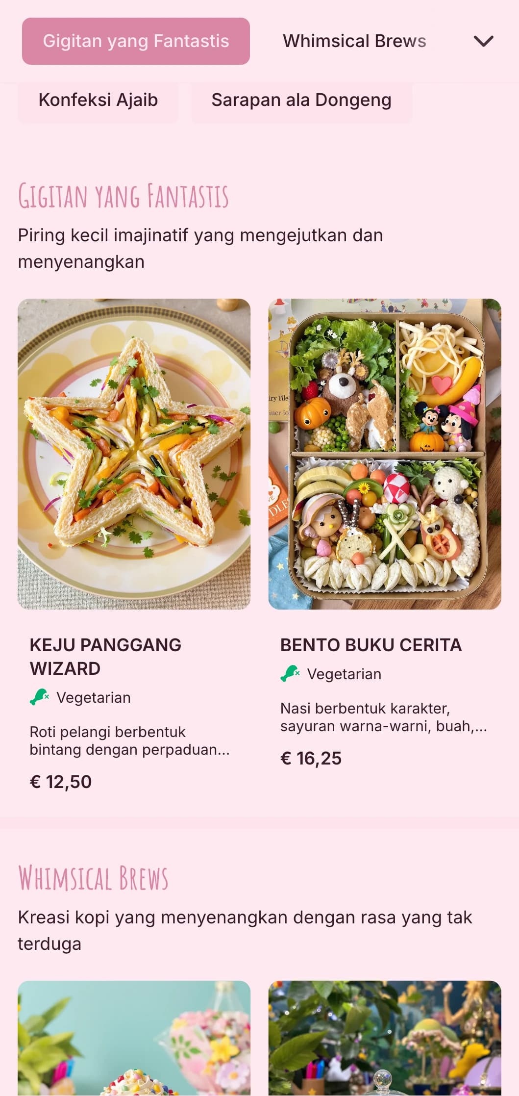 Desain merah muda yang ceria dengan elemen unik untuk toko kue dan kafe pencuci mulut yang kreatif.