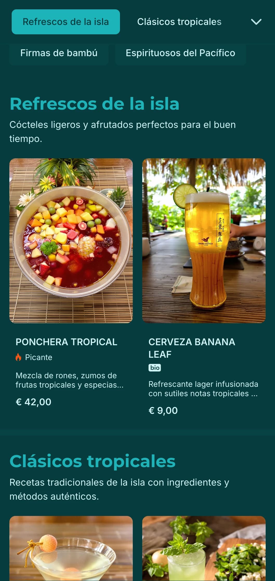 Diseño verde fresco con texturas de bambú para bares de temática exótica de Asia-Pacífico.