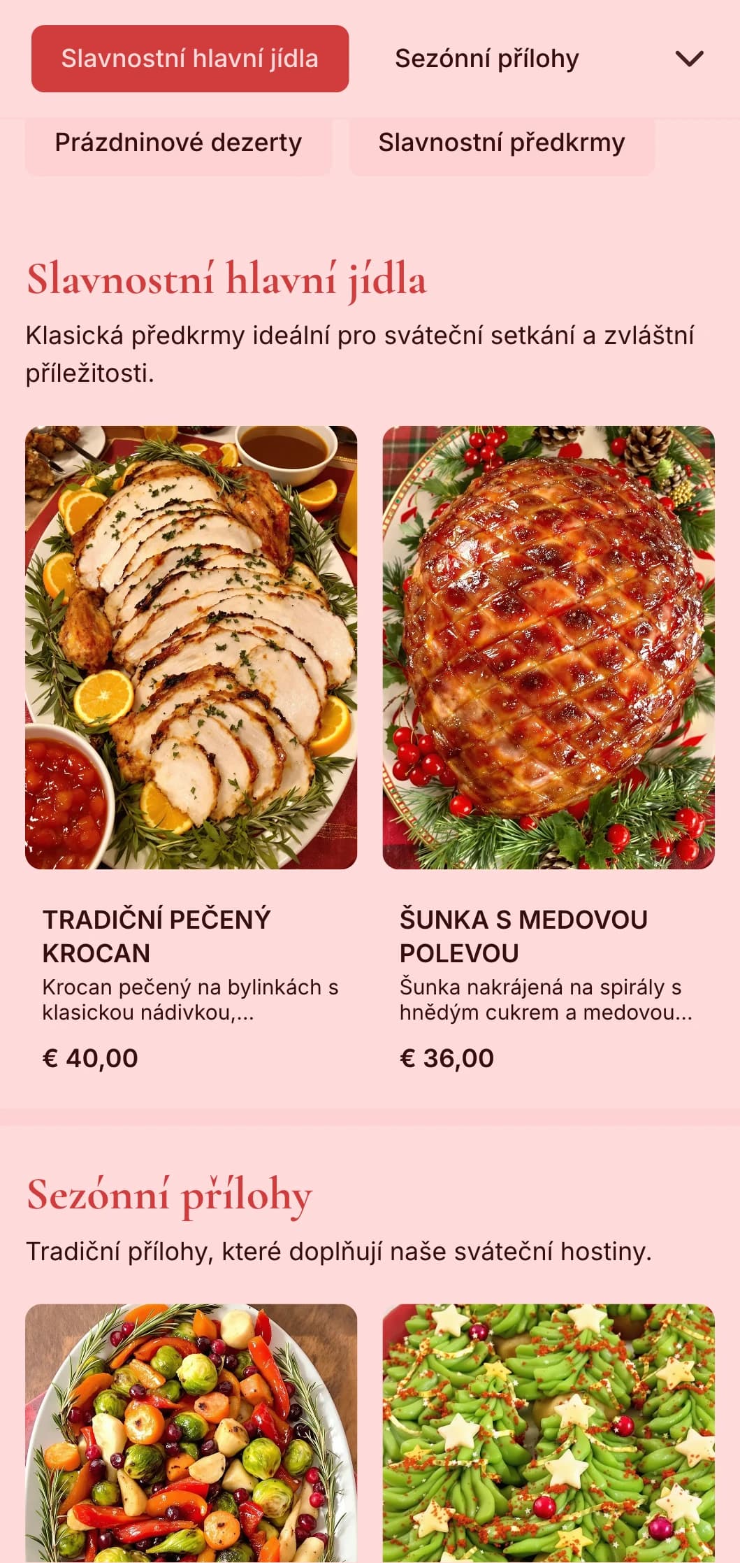 Tradiční sváteční catering se sezónními specialitami, slavnostní prezentací a slavnostními prvky pro zimní setkání a zvláštní příležitosti.