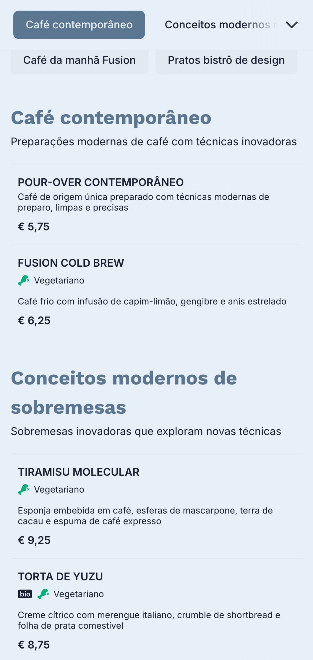 Design contemporâneo limpo com detalhes em azul-petróleo para bistrôs modernos e cafeterias de fusão.