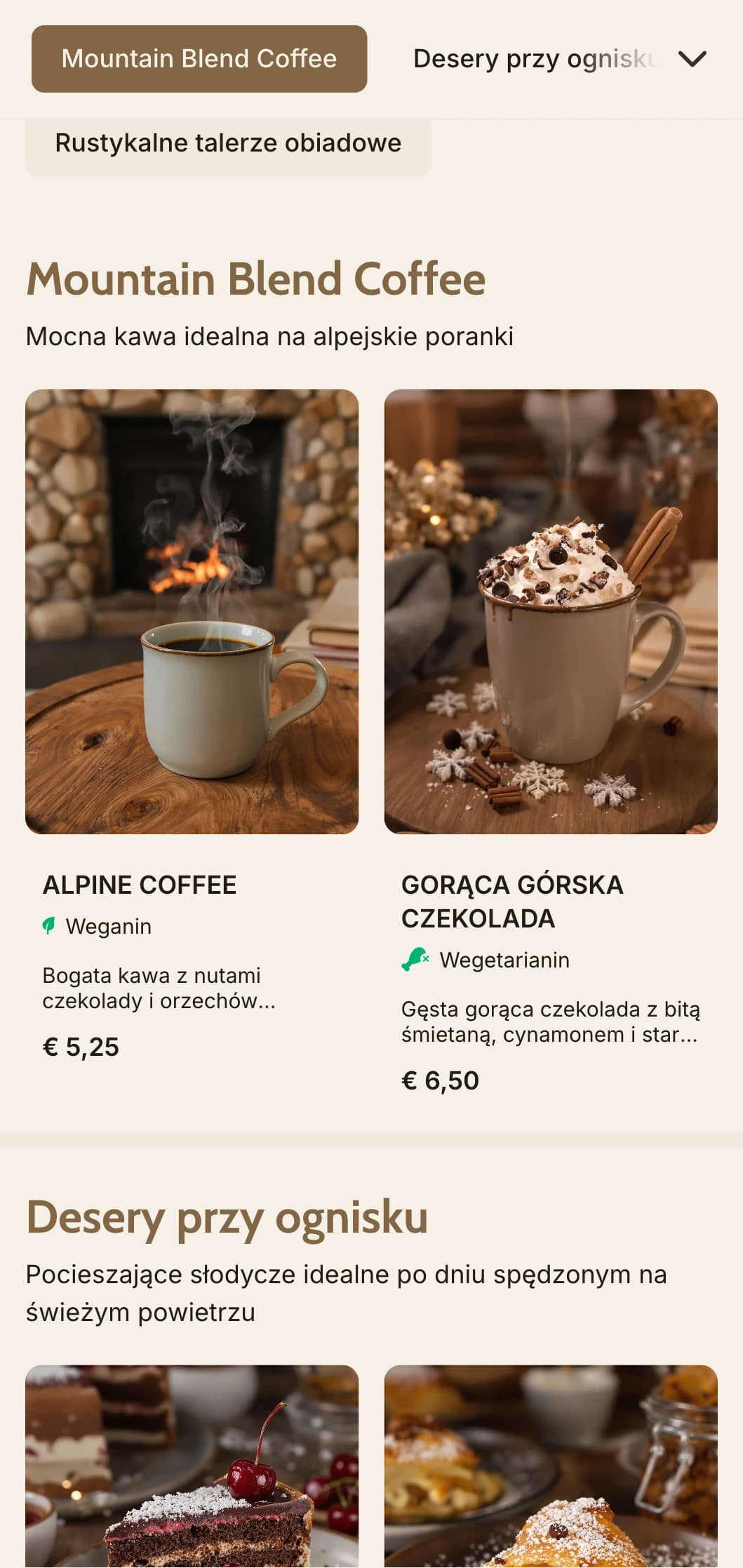 Przytulny design inspirowany drewnem z elementami górskimi dla alpejskich kawiarni i restauracji.