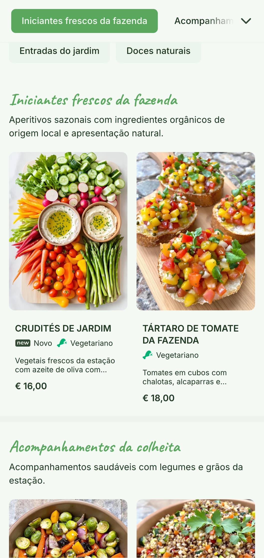 Serviço de bufê fresco da fazenda para a mesa com ingredientes orgânicos sazonais, lindamente apresentados com elementos naturais para festas no jardim e eventos ao ar livre.