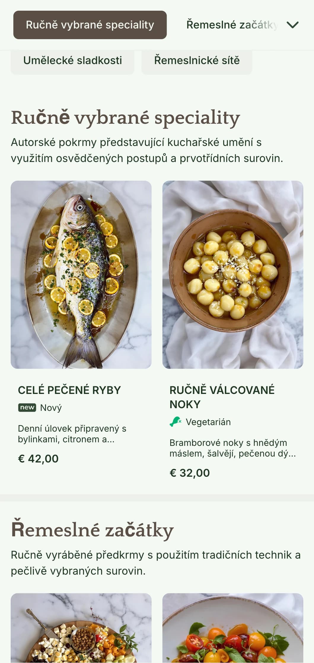 Vřelé, řemeslné menu k večeři s designovými prvky inspirovanými řemesly a zemitými tóny je ideální pro restaurace zaměřené na řemeslnou kuchyni.