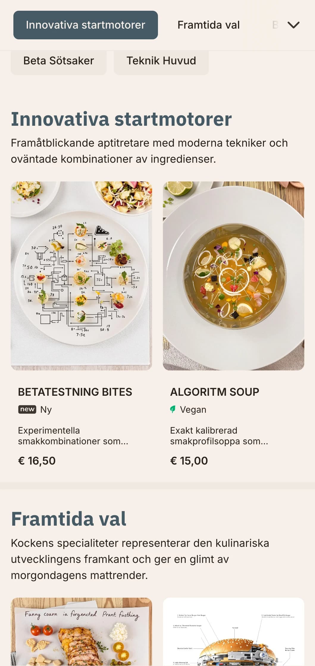 Innovativ, teknikinspirerad lunchmenydesign med digitala element och futuristisk estetik, perfekt för restauranger i teknikdistrikt och innovationshubbar.