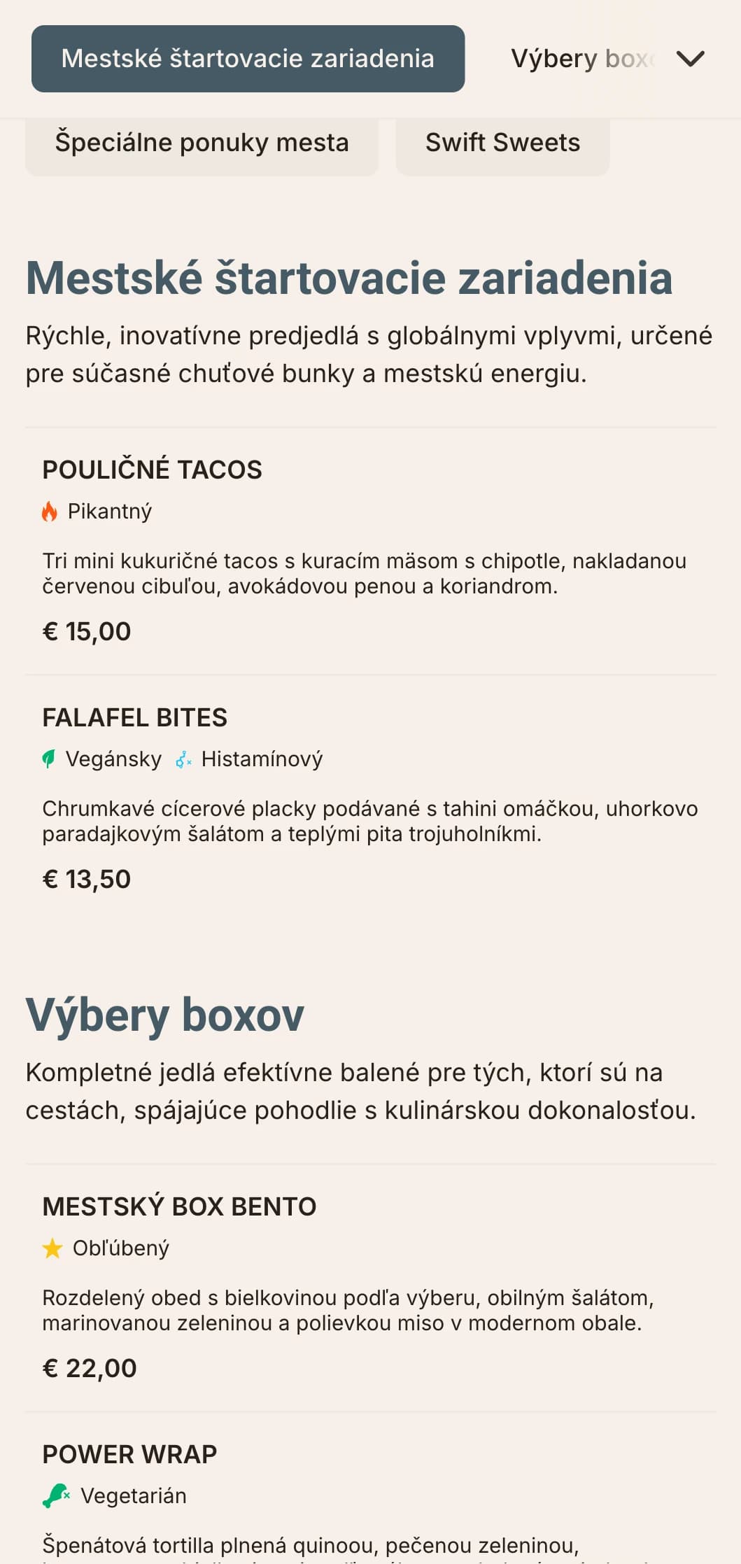 Odvážny, moderný dizajn obedového menu pre rýchle jedálne s dynamickou typografiou a efektívnym usporiadaním pre mestských profesionálov, ktorí hľadajú kvalitné obedy.