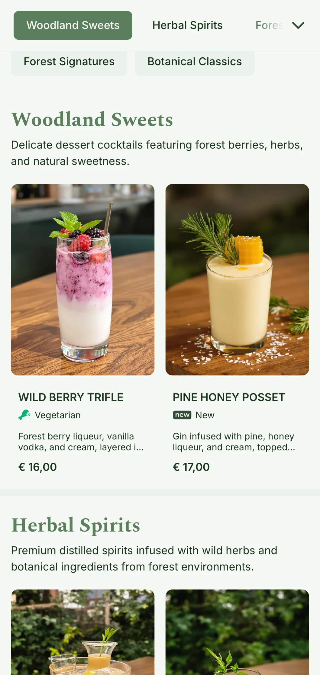 A woodland-inspired design for bars specializing in forest-foraged ingredients and herb-infused cocktails.