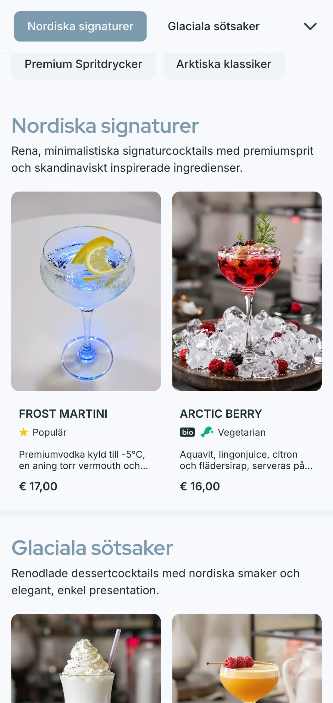 En stilren, skandinaviskinspirerad design för moderna barer och lounger med minimalistisk typografi och svala blå toner.