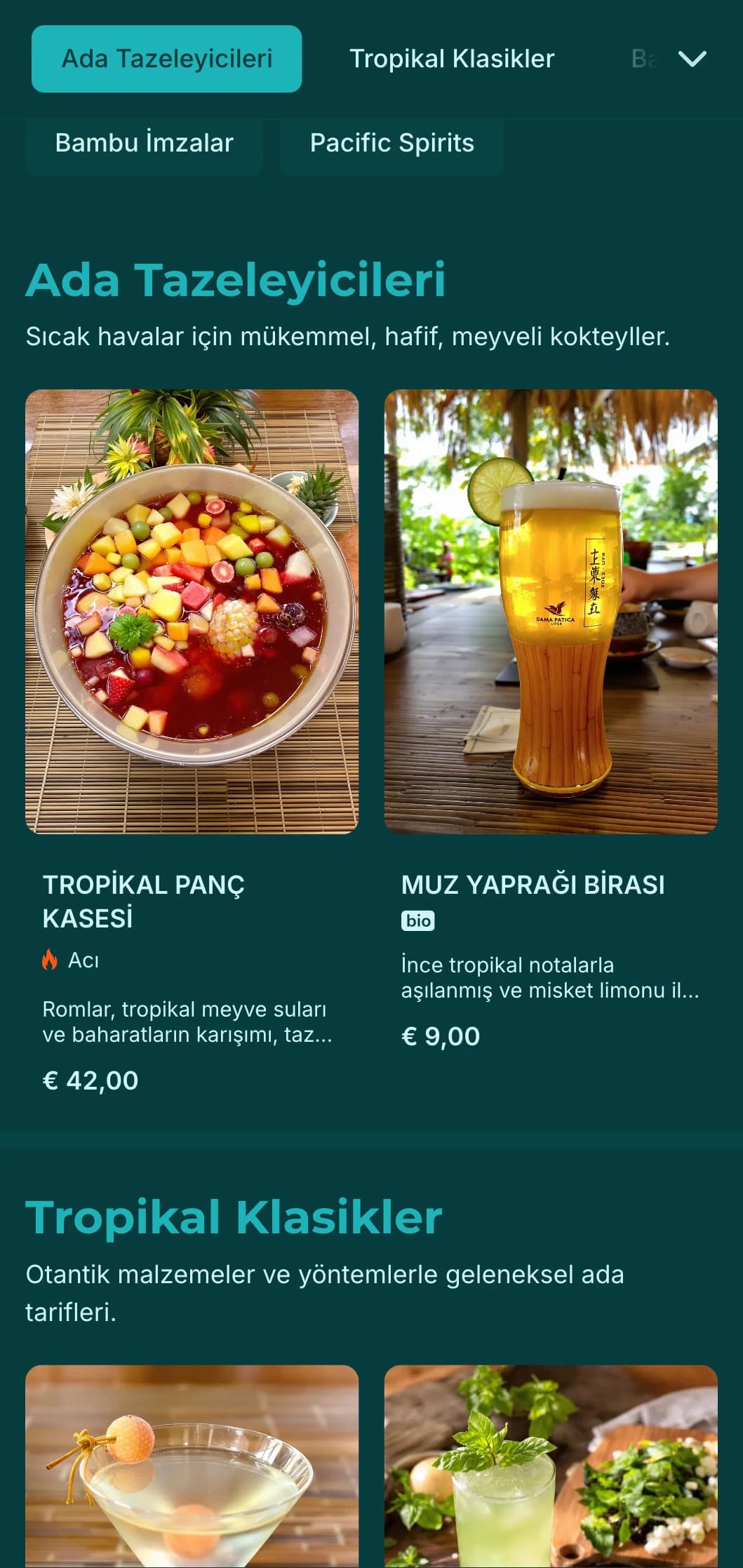 Egzotik Asya-Pasifik temalı barlar için bambu dokulu taze yeşil tasarım.