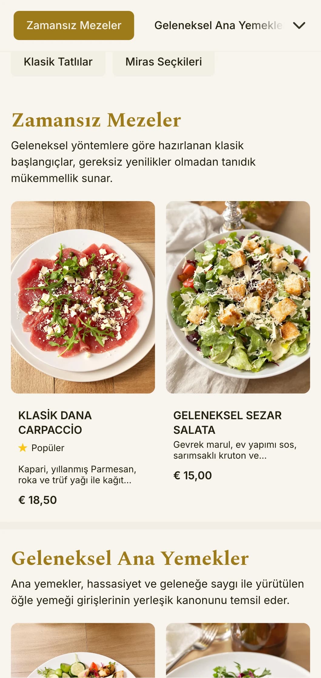 Dengeli tipografi ve rafine aralıklara sahip zamansız, zarif öğle yemeği menüsü tasarımı, köklü bir üne sahip geleneksel restoranlar için uygundur.