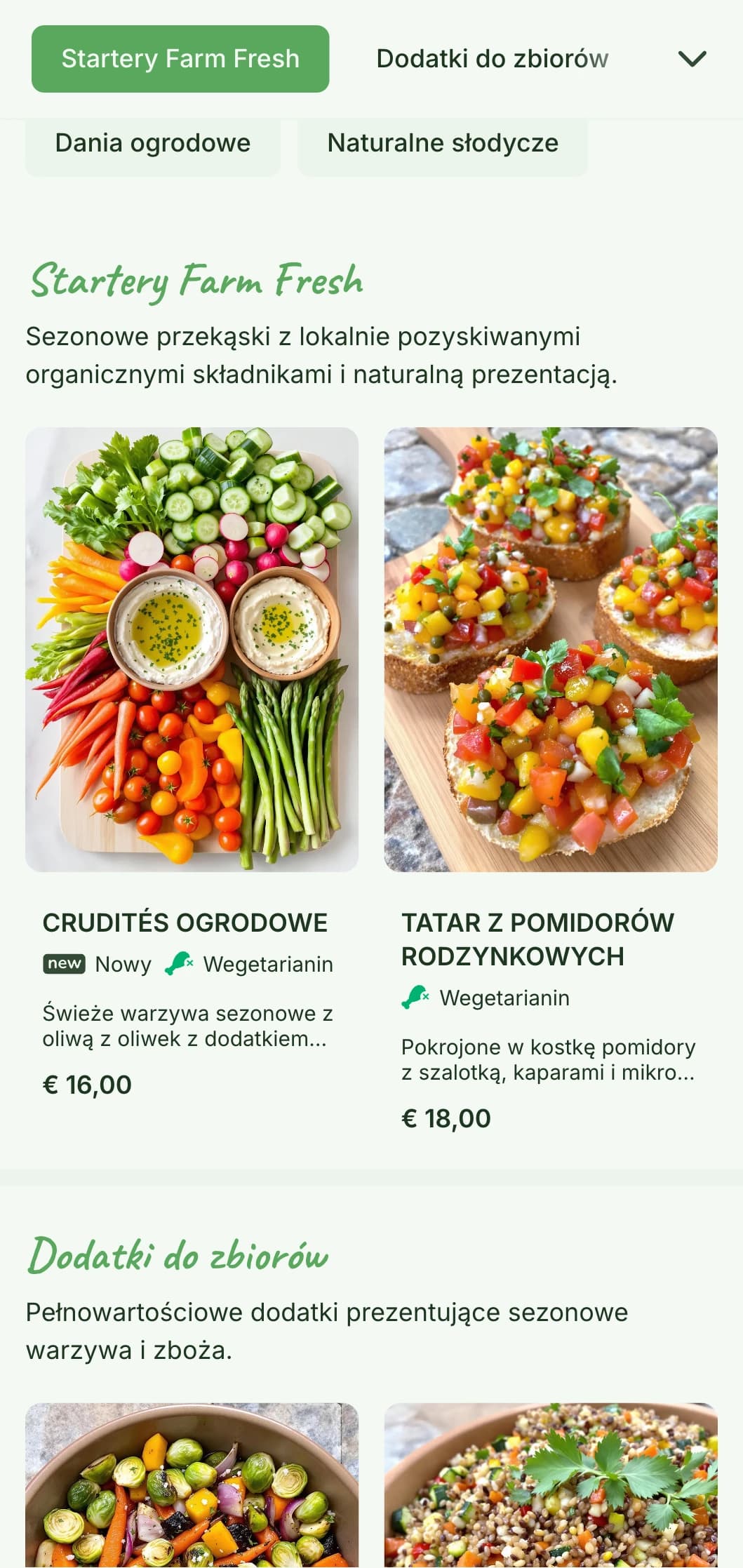 Świeży catering typu "od pola do stołu" z sezonowymi składnikami organicznymi, pięknie prezentujący się z naturalnymi elementami na przyjęcia w ogrodzie i imprezy plenerowe.