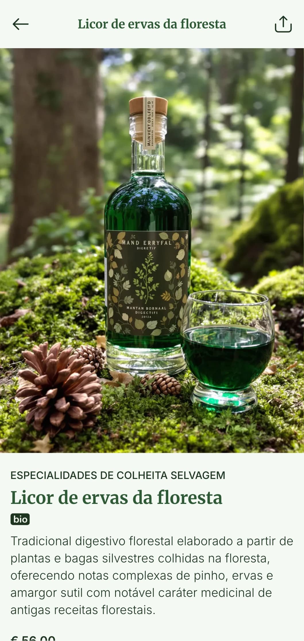 Modelo de carta de vinhos inspirado na natureza, com tons de floresta e elementos botânicos, perfeito para programas de vinhos orgânicos e locais inspirados na floresta.