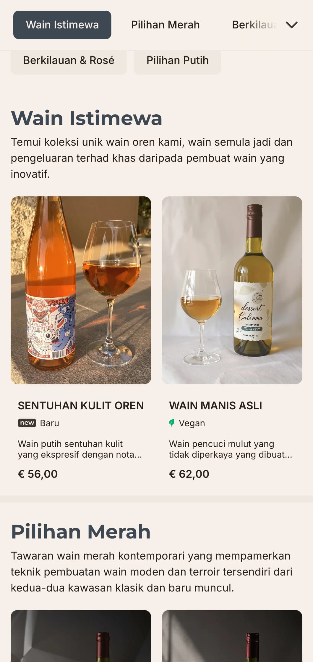 Templat senarai wain kontemporari dengan garisan bersih dan estetika minimalis, sesuai untuk bar wain bandar yang bergaya dan tempat makan moden.