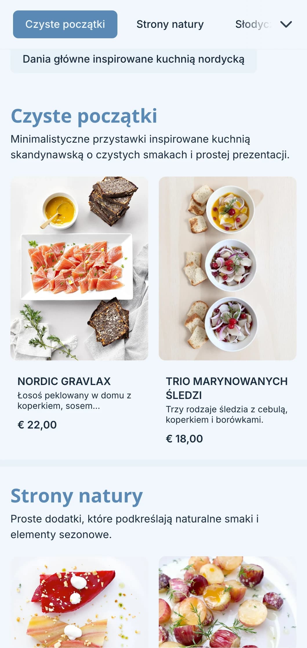 Czysty, inspirowany Skandynawią catering z minimalistycznym designem, sfermentowanymi elementami i inspirowaną naturą prezentacją na nowoczesne wydarzenia.