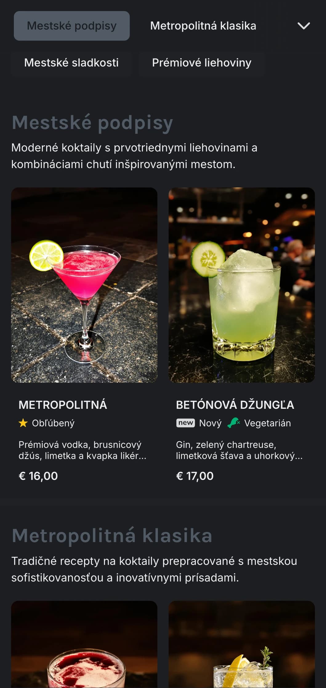 Moderný dizajn inšpirovaný mestom pre mestské koktailové bary s priemyselnými prvkami a čistou typografiou.