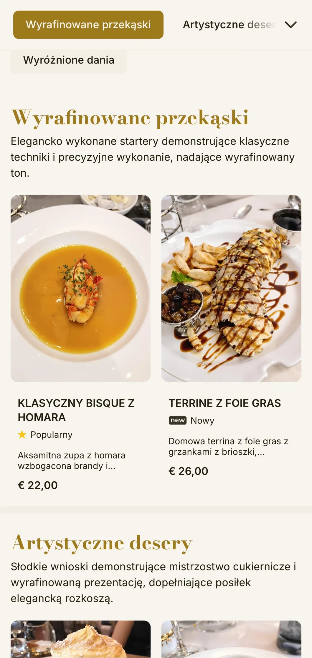 Wyrafinowany, wyrafinowany projekt menu lunchowego z delikatną typografią i klasycznymi proporcjami, odpowiedni dla ekskluzywnych restauracji i lokali gastronomicznych oferujących usługi lunchowe.