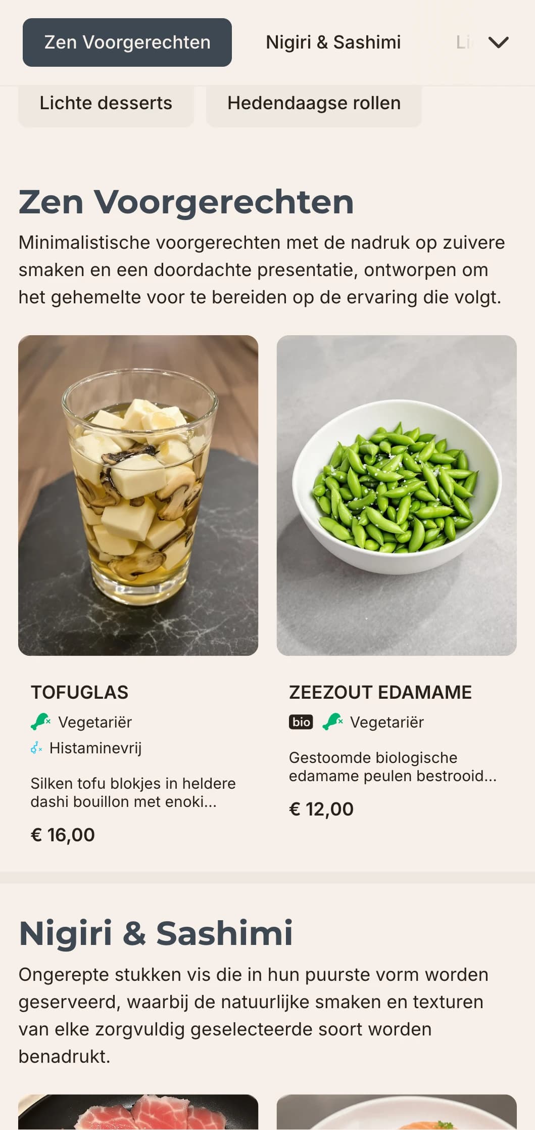 Strak, eigentijds sushi-menuontwerp met minimalistische esthetiek, perfect voor luxe Japanse restaurants die zich richten op eenvoud en kwaliteit.