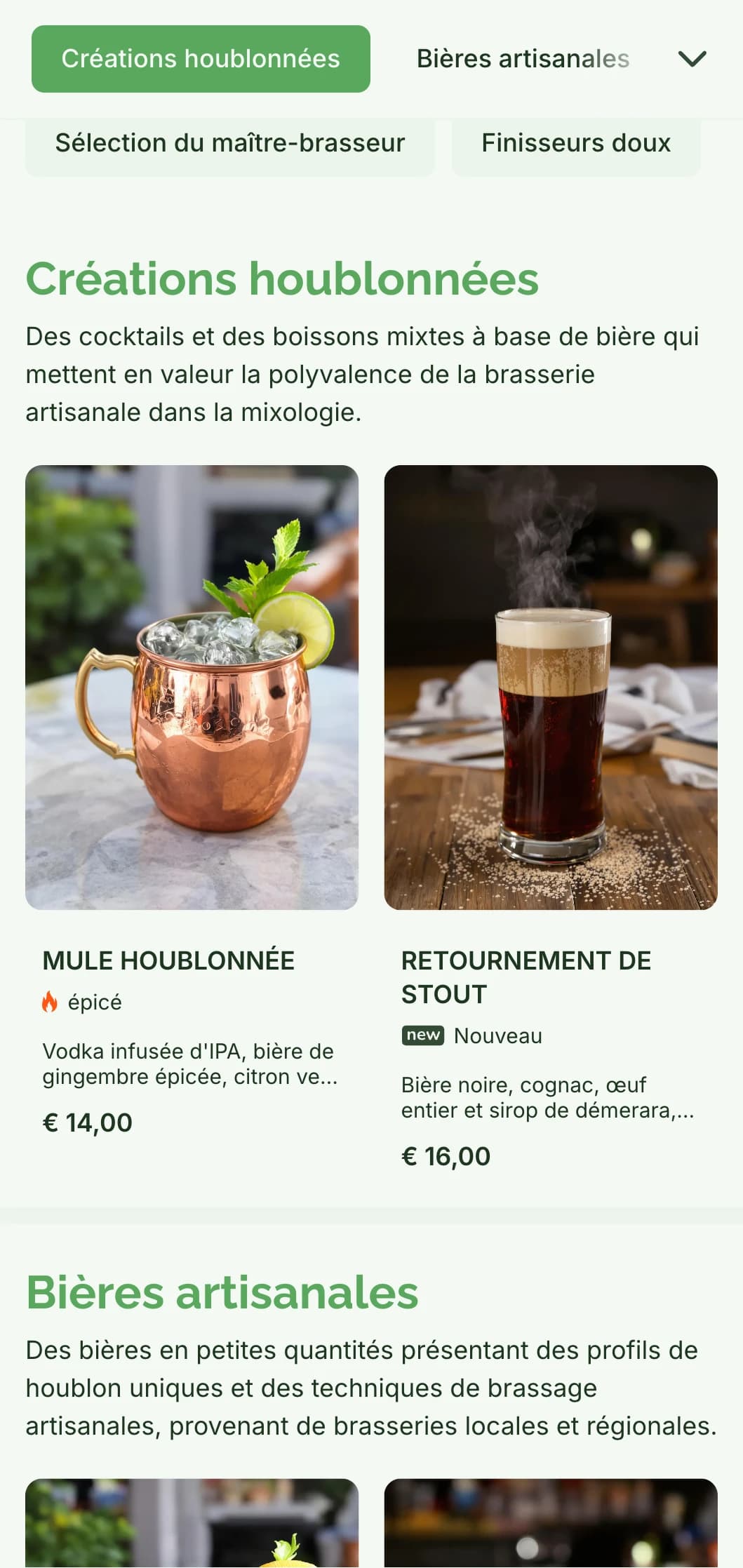 Un menu rustique mais raffiné pour les bars à bières artisanales et les brasseries, avec des tons naturels et des textures inspirées du bois.
