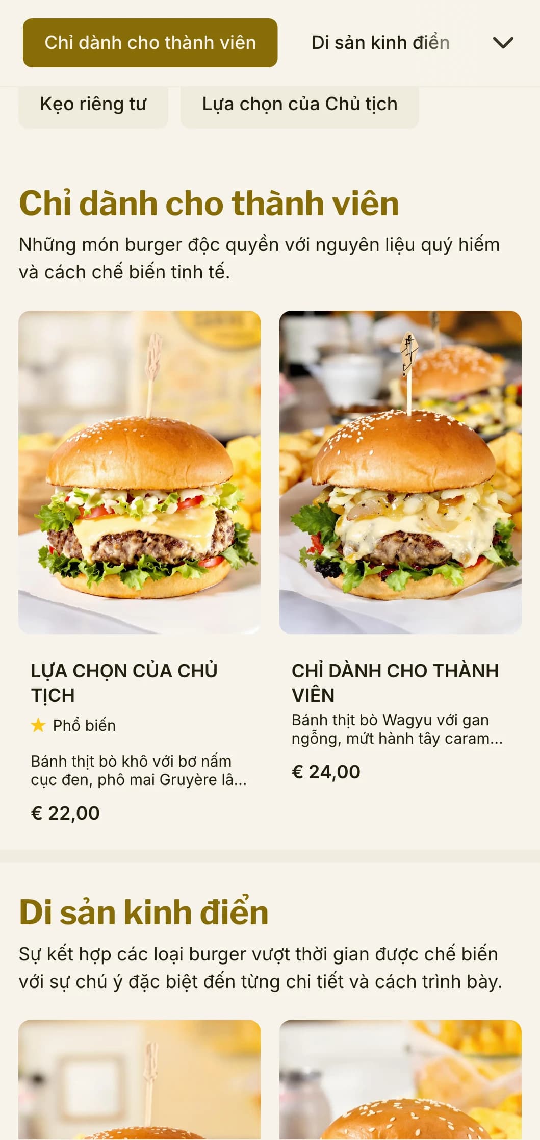 Trải nghiệm burger cao cấp theo phong cách câu lạc bộ riêng với không khí độc quyền và dịch vụ tinh tế.
