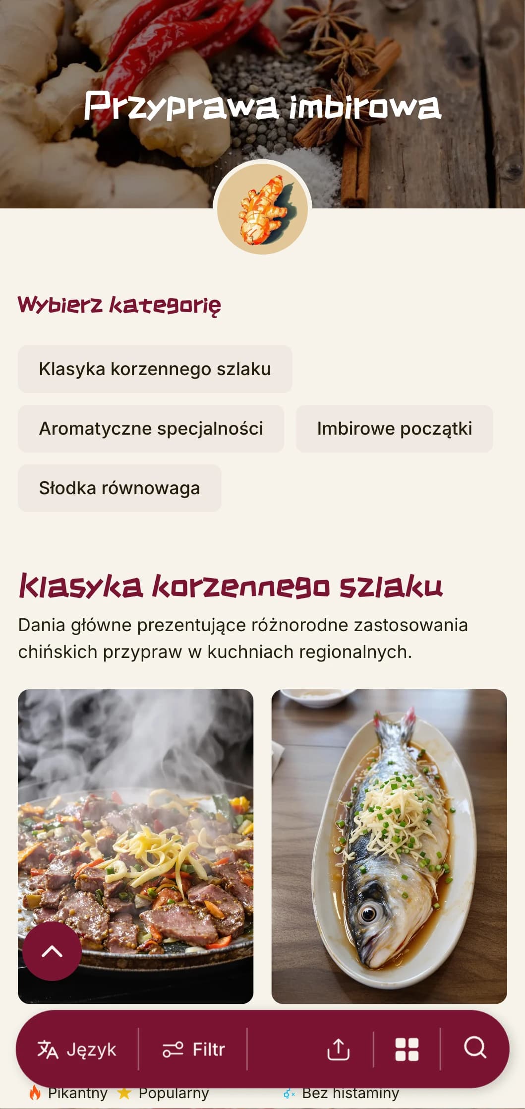 Tętniące życiem chińskie menu inspirowane tradycjami imbiru i przypraw, z odważnymi elementami autentycznej kuchni regionalnej.