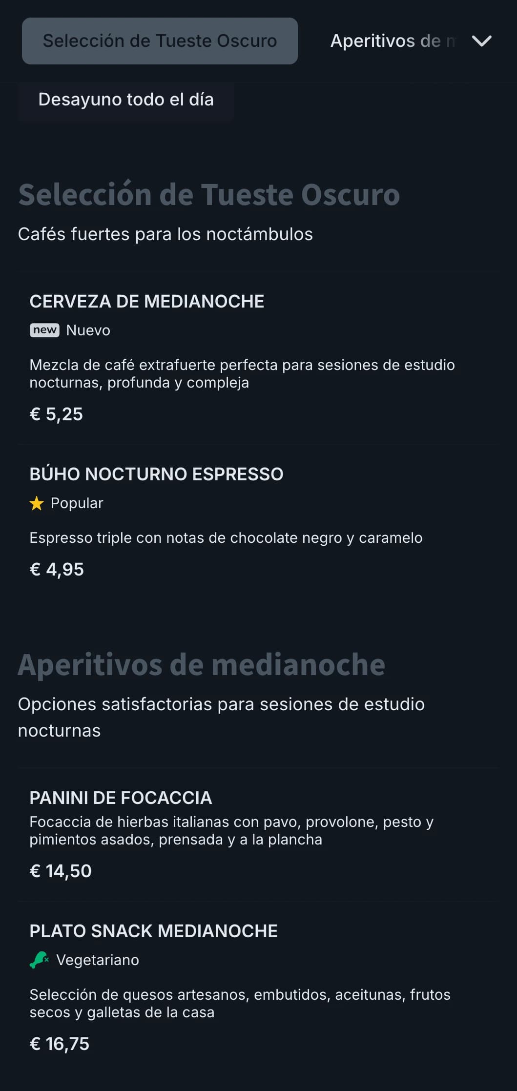 Tonos azules y grises profundos para cafés de estudio nocturnos y cafeterías 24 horas.
