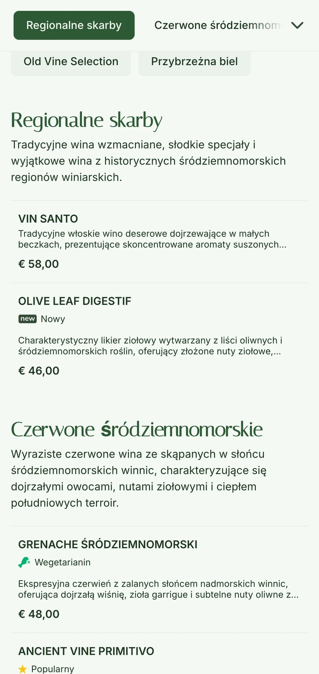 Szablon karty win o śródziemnomorskiej tematyce oliwek z ziemistymi odcieniami zieleni, idealny do rustykalnych włoskich restauracji i ogródków winnych.